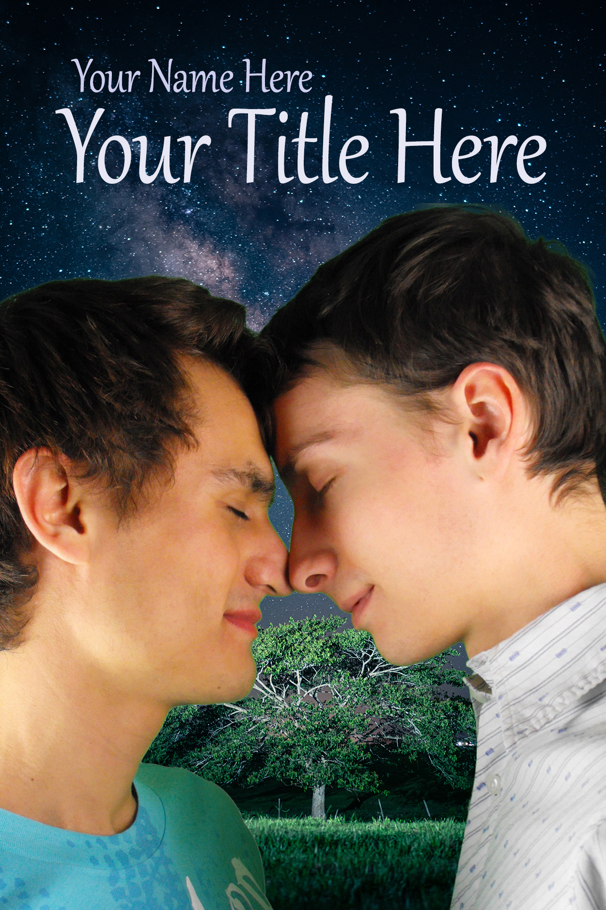 Book cover of two young men leaning into each other with night scene in background